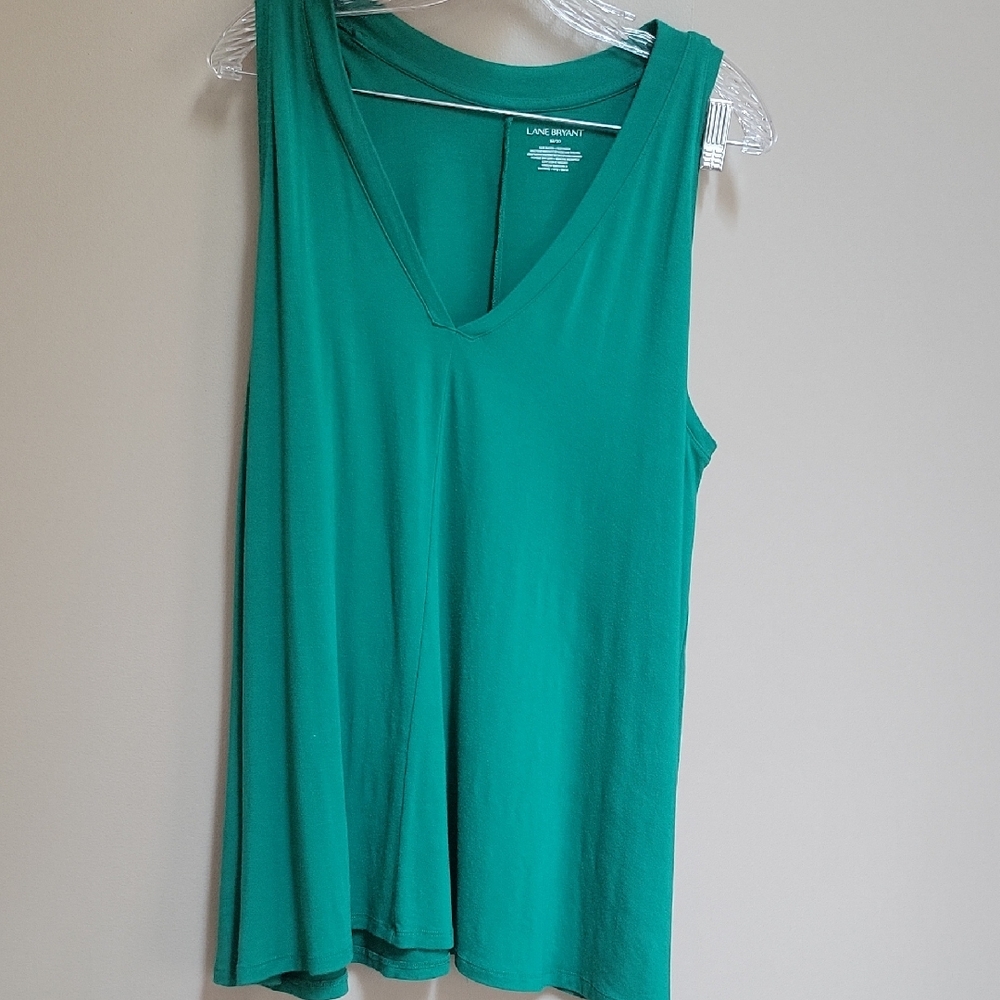 Lane Bryant Green Relaxed Tank Top Only Washed, Tried On